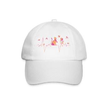 Cat - Heartbeat - Baseball Cap - white/white - Front
