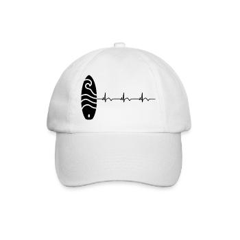 Surfboard Surfboard Surfer ECG Heartbeat - Baseball Cap - white/white - Front