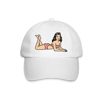 Retro Pinup Bikini Beach Image - Baseball Cap - white/white - Front