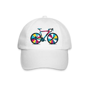 Buntes geometrisches Fahrrad - Baseballkappe - Weiß/Weiß - Vorne
