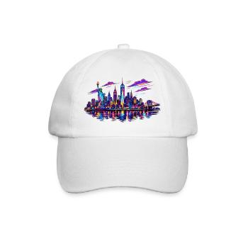 NYC Neon Skyline Reflection - Baseball Cap - white/white - Front