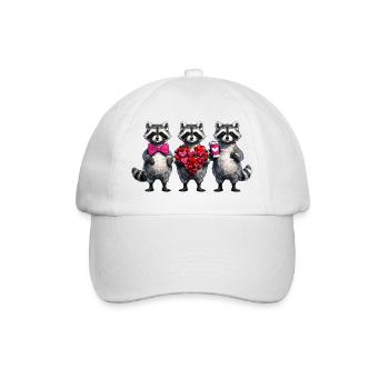 Herztrio Waschbären Liebesfreude - Baseballkappe - Weiß/Weiß - Vorne