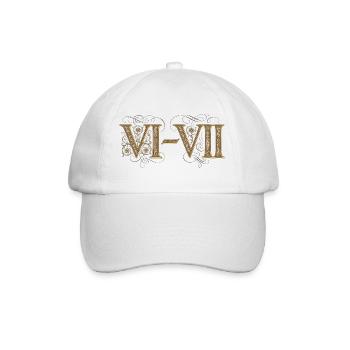 6 and 7: VI–VII Ornamental Roman numerals - Baseball Cap - white/white - Front