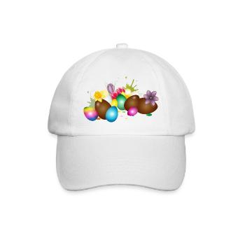 Des œufs de Pâques en chocolat avec des œufs et des fleurs colorés - Casquette classique - blanc/blanc - Devant