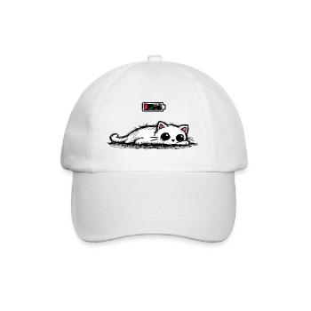 Battery low – Cute Cat Minimal Statement - Baseball Cap - white/white - Front