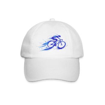 cyclist fast blue bike - Baseball Cap - white/white - Front