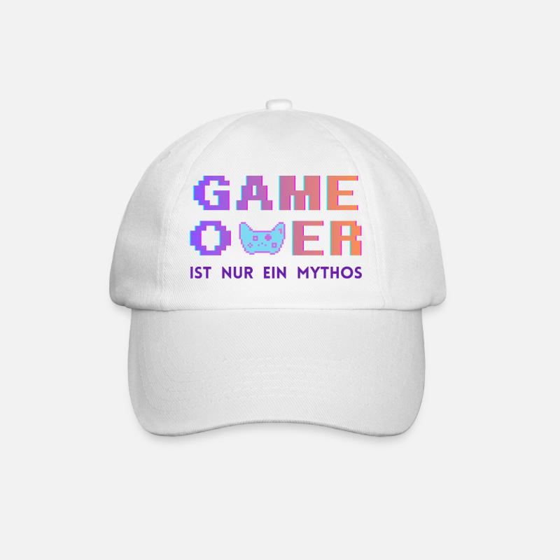 Game Over Mythos Pixel Gradient - Baseballkappe - Weiß/Weiß