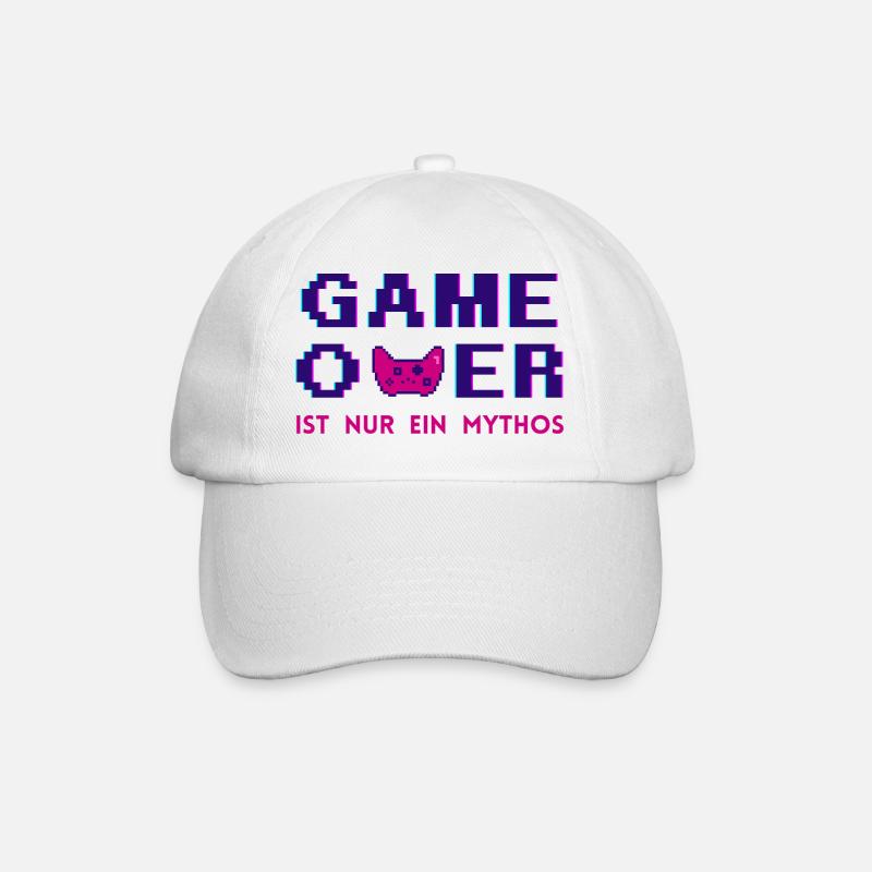 Game Over Mythos Dark Retro Pixel - Baseballkappe - Weiß/Weiß
