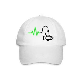 ECG Heart Rate Fish Hook Outline - Baseball Cap - white/white - Front