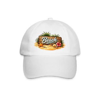 Beach Wooden Sign Beach Illustration - Baseball Cap - white/white - Front