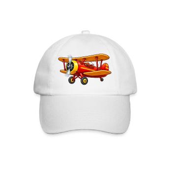 Biplane Airplane Motif Retro Cartoon - Baseball Cap - white/white - Front