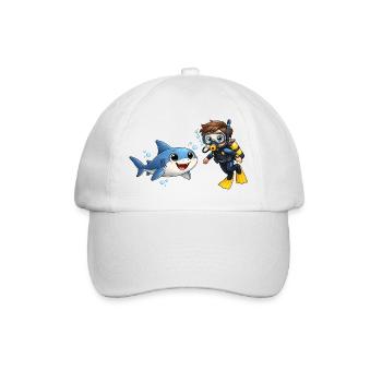 Diver Kid avec le dessin animé marin drôle de requin - Casquette classique - blanc/blanc - Devant