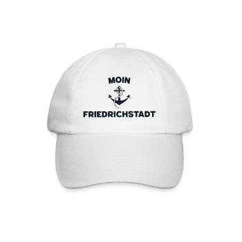 Moin Friedrichstadt – Maritimes Anker Design - Baseballkappe - Weiß/Weiß - Vorne