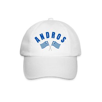 Andros kreuzte griechische Flaggen - Baseballkappe - Weiß/Weiß - Vorne