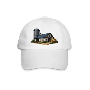Ländliche Scheune mit Silo - Baseballkappe - Weiß/Weiß - Vorne
