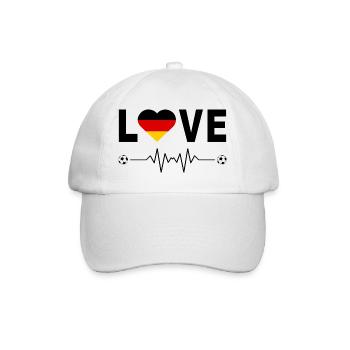 Deutschland Flagge Fußball-Liebe WM LOVE - Baseballkappe - Weiß/Weiß - Vorne