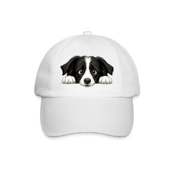 Portrait de visage de Border Collie Amant du chien de berger - Casquette classique - blanc/blanc - Devant