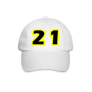 21 Zahl symbol - Baseballkappe - Weiß/Weiß - Vorne