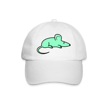 Minzfarbene Maus Silhouette - Baseballkappe - Weiß/Weiß - Vorne