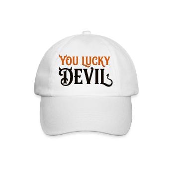 Du Glücklicher Teufel – Lustiges Teufels-Halloween-T-Shirt - Baseballkappe - Weiß/Weiß - Vorne