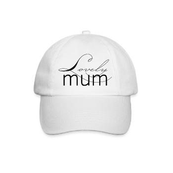 Schriftzug Lovely Mum für die liebevolle Mutter - Baseballkappe - Weiß/Weiß - Vorne