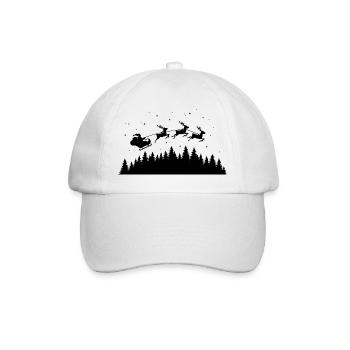 Santa Claus Sleigh Reindeer - Baseball Cap - white/white - Front