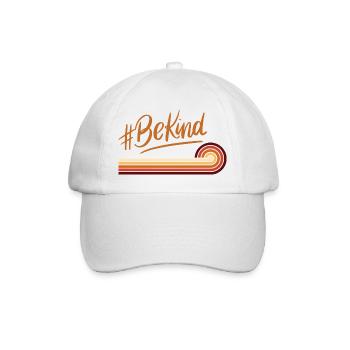 BeKind Retro Regenbogenstreifen - Baseballkappe - Weiß/Weiß - Vorne