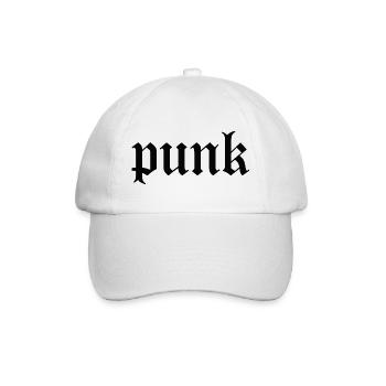 Punk-Gothic-Lettering-T-Shirt - Baseballkappe - Weiß/Weiß - Vorne