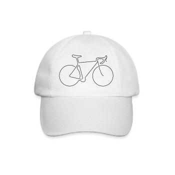 Black Minimalist Bike Silhouette - Baseball Cap - white/white - Front