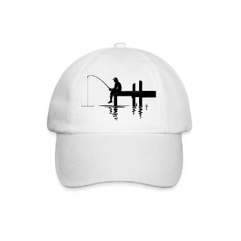 Fisherman Silhouette Nature Minimalist - Baseball Cap - white/white - Front