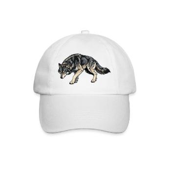 Wolf Illustration - Baseball Cap - white/white - Front