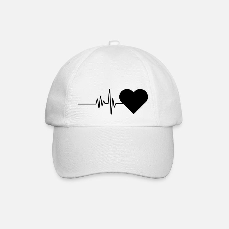 Herzschlag EKG Lebenslinie - Baseballkappe - Weiß/Weiß
