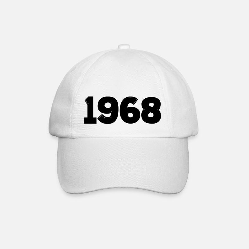 Année 1968 noir année de naissance - Casquette classique - blanc/blanc
