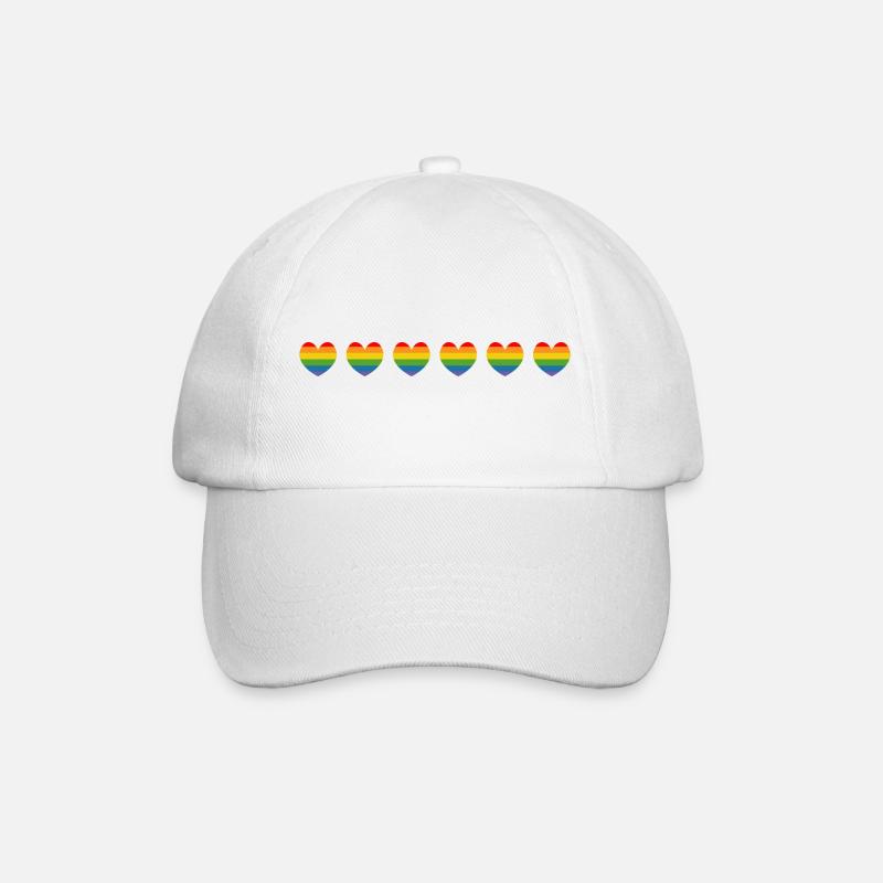 LGBTQ Regenbogenherzen LGBT lgbtqi queer - Baseballkappe - Weiß/Weiß