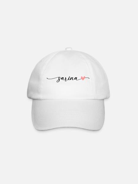 Sarina Name Kalligrafie Schrift - Baseballkappe - Weiß/Weiß