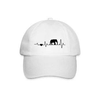 Elefant Herzschlag Elefanten EKG Afrika Fan Safari - Baseballkappe - Weiß/Weiß - Vorne
