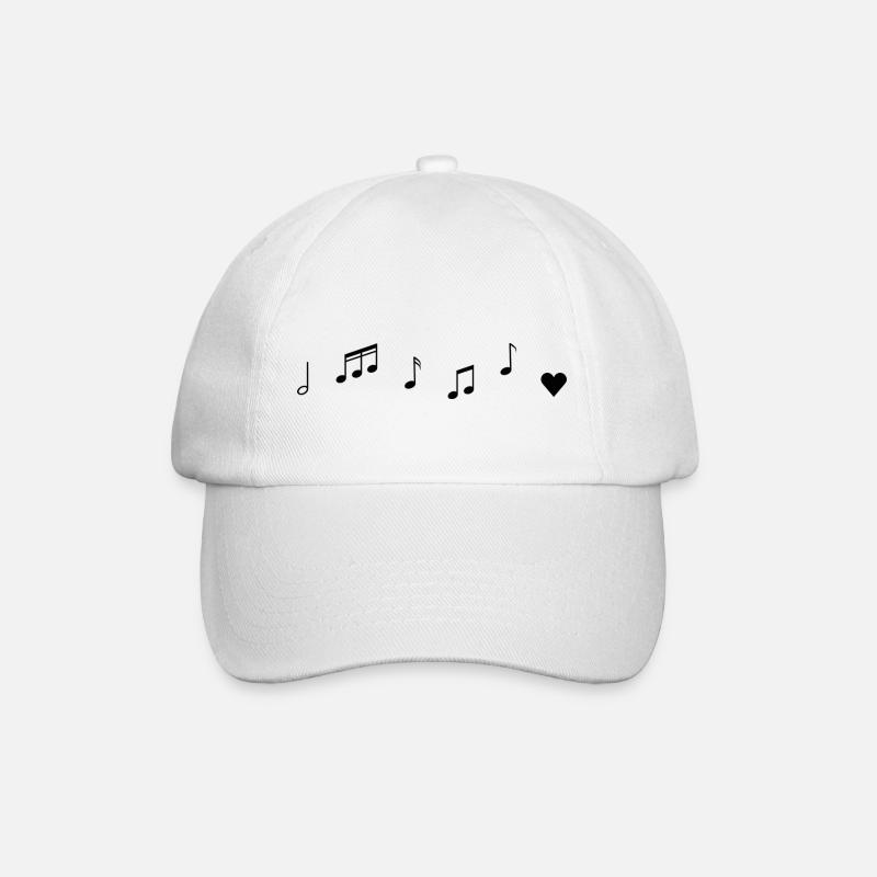 Heart music notes - Baseball Cap - white/white