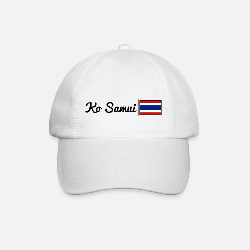 Ko Samui - Thailand - Baseballkappe - Weiß/Weiß