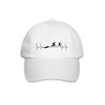 Triathlon Heartbeat ECG Swimming Cycling Running - Baseball Cap - white/white - Front