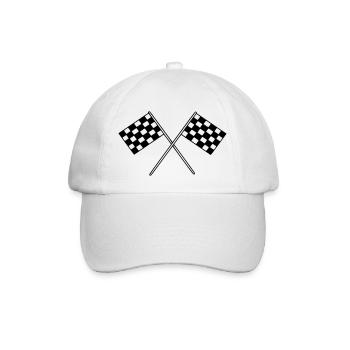 Flag Race Car Destination Motorcycle - Baseball Cap - white/white - Front