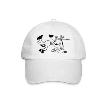 Stork with a Baby, One Color Design - Baseball Cap - white/white - Front