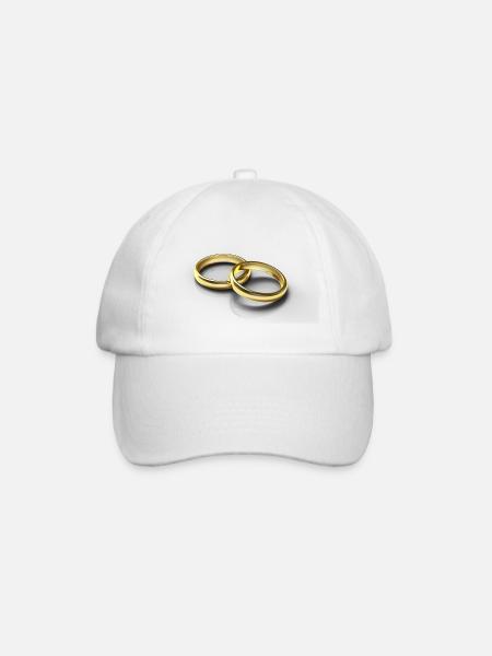Goldene Ringe Hochzeitsthema - Baseballkappe - Weiß/Weiß