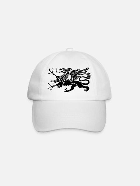 Vogel Greif von Rostock in schwarz - Baseballkappe - Weiß/Weiß