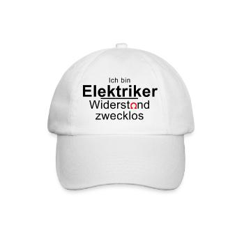 Ich bin Elektriker - Widerstand zwecklos - Ohm - Baseballkappe - Weiß/Weiß - Vorne