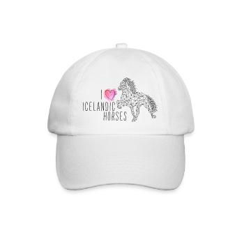 Islandpferd "I Love" - Baseballkappe - Weiß/Weiß - Vorne