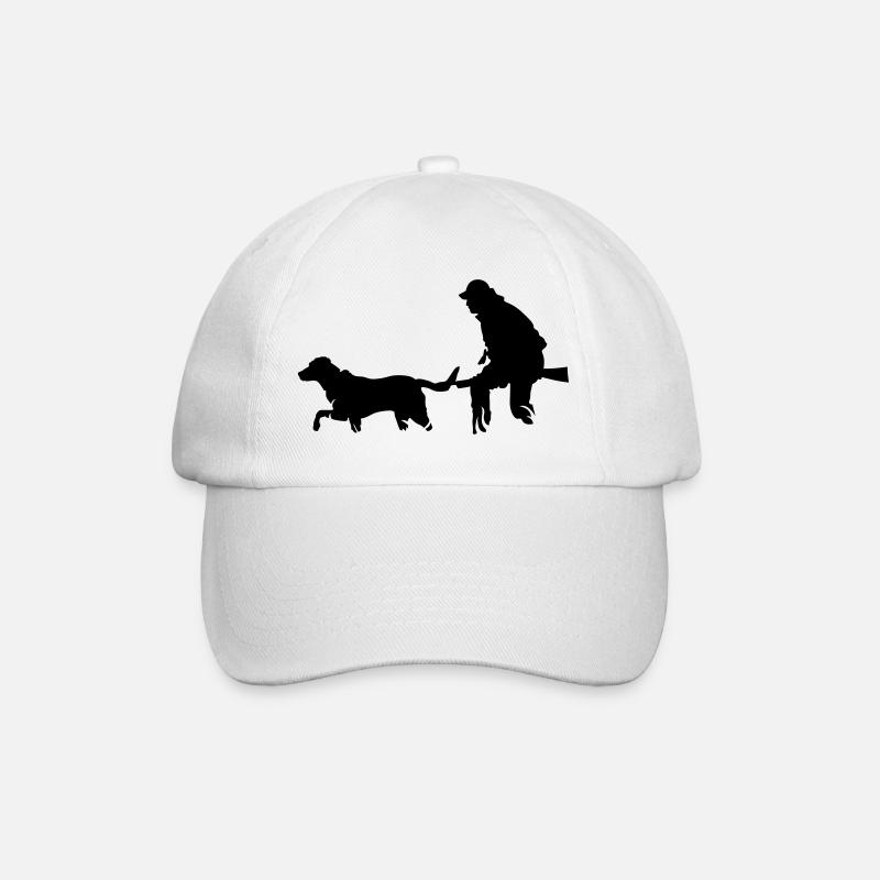Jäger mit Hund - Baseballkappe - Weiß/Weiß