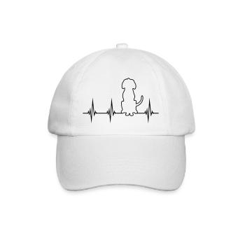ECG sitting dog frequency heartbeat pulse outline - Baseball Cap - white/white - Front