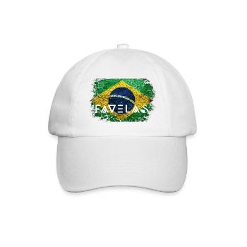 Favelas Flagge: Brüche in Grün-Gelb - Baseballkappe - Weiß/Weiß - Vorne