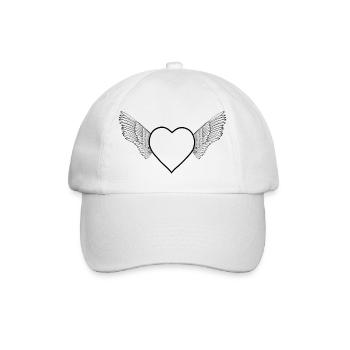 Heart with wings -black- - Baseball Cap - white/white - Front