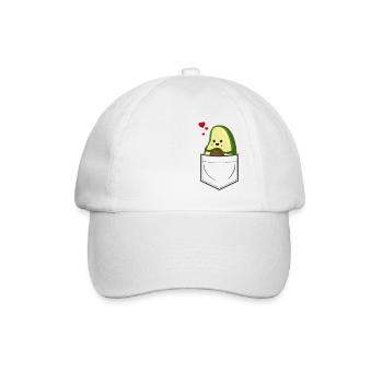 Avocado in Brusttasche - Baseballkappe - Weiß/Weiß - Vorne
